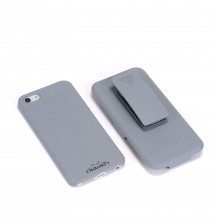 Walleva Gray Shock Resistant+Holster Case For iPhone 5/5S With Belt Clip